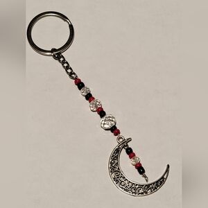 Crescent Moon Beaded Keychain